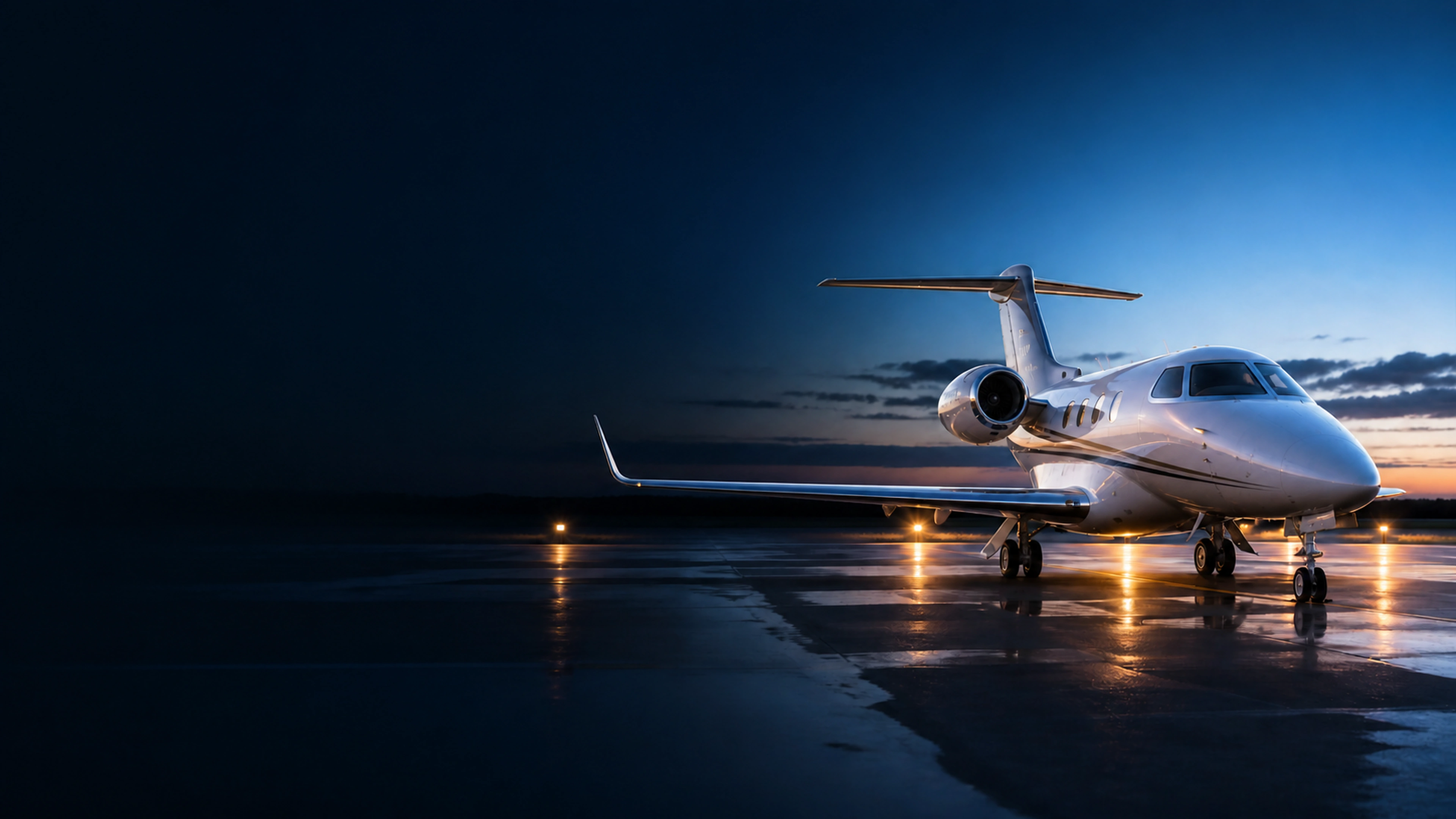 Private jet on an executive aviation apron
