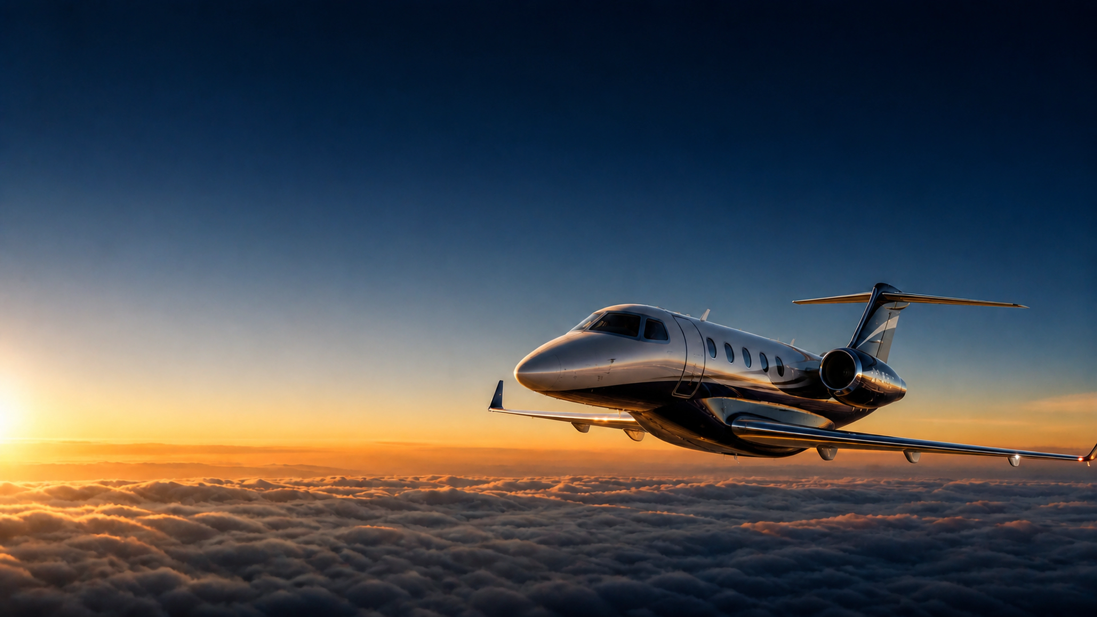 Private jet in flight